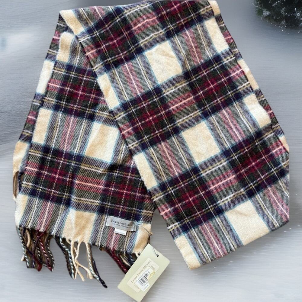 VTG Lux Lambswool scarf Royal Speyside Holiday Christmas Plaid Tartan Scotland